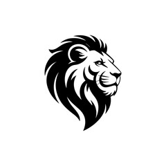 Lion head vector logo, Wild roaring lion king head tattoo set, Front and side view predator face, minimal lions heads icon black and white ink sketch silhouettes design, Eps, Ai, Svg format © MdMohaymenul
