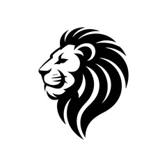 Lion head vector logo, Wild roaring lion king head tattoo set, Front and side view predator face, minimal lions heads icon black and white ink sketch silhouettes design, Eps, Ai, Svg format
