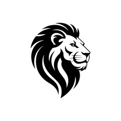 Lion head vector logo, Wild roaring lion king head tattoo set, Front and side view predator face, minimal lions heads icon black and white ink sketch silhouettes design, Eps, Ai, Svg format