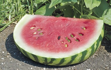 Juicy Watermelon Slice on Ground Summer Fruit