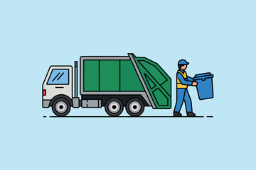 Garbage truck icon, recycling concept