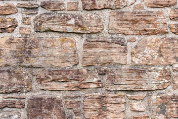 Dumfries, Dumfries and Galloway, Scotland. Stone wall at the ruins of Caerlaverock Castle.