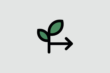 Vector illustration arrow with plant