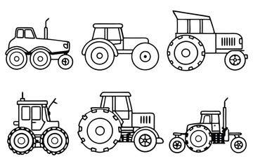 Tilling Tractor Types Vector Set