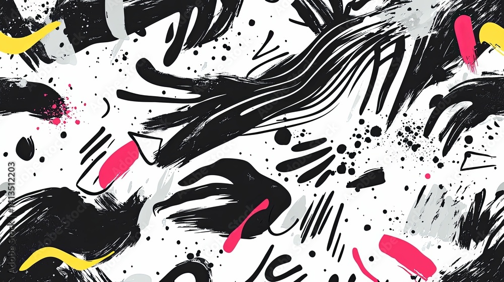 Poster a vibrant abstract pattern with expressive brushstrokes and splashes of color.
