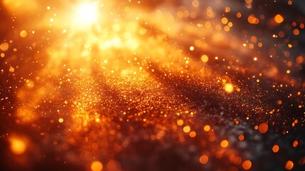 Fototapeta premium Abstract Warm Light Golden Bokeh Glitter Particles Background Photo Perfect For Creative Projects