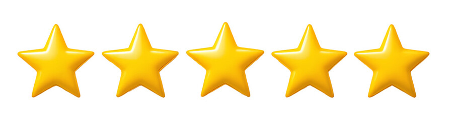 Obraz premium five yellow review stars vector icon isolated on white background