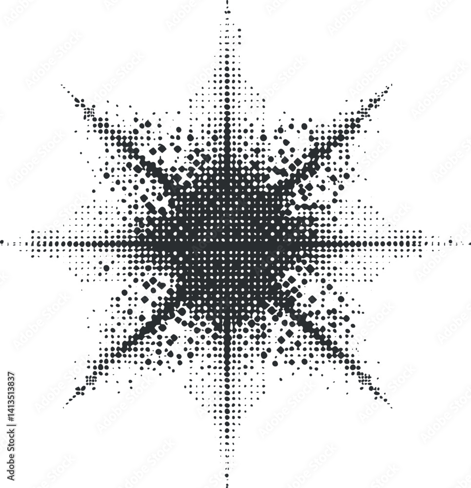 Aufkleber an abstract star design featuring a dotted pattern radiating from a central point.