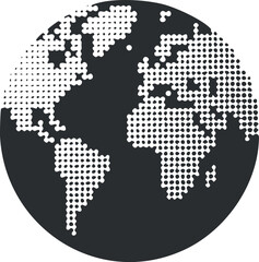 Fototapeta premium A dotted representation of the globe showcasing continents and ocean areas in a minimalist design.