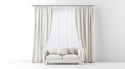 White Sofa with Sheer Curtains, and Minimalist Room.
