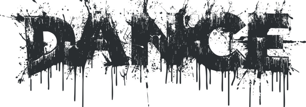 A bold and artistic representation of the word dance with a graffiti style and dripping effect.
