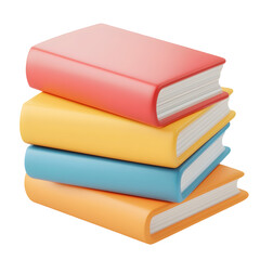 Book Stack Icon 3d rendering cartoon education school learning emoji isolated on transparent background for UI app and design (1)