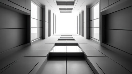 Obraz premium Modern Minimalist Interior Design with Geometric Patterns and Natural Light