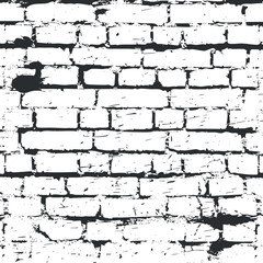 A textured white brick wall background with a distressed and grunge appearance for design use.