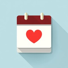 Colorful illustration of a calendar with a heart symbol representing love, romance, and special occasions, suitable for Valentine's Day or relationship themes in digital art