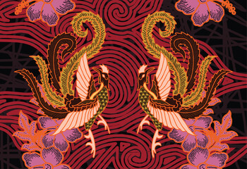 Indonesian Batik with a very beautiful and unique peacock motif is suitable for textiles.