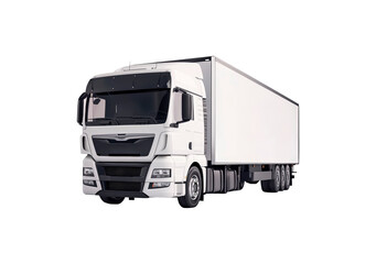 White delivery truck isolated on transparent background