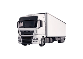 White delivery truck isolated on transparent background