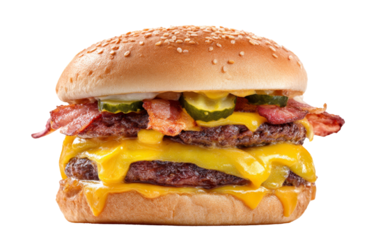 Indoor gourmet double cheeseburger