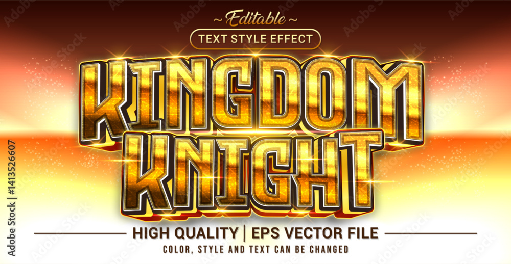 Poster Editable text style effect - Kingdom Knight text style theme. Vector text style illustration template.