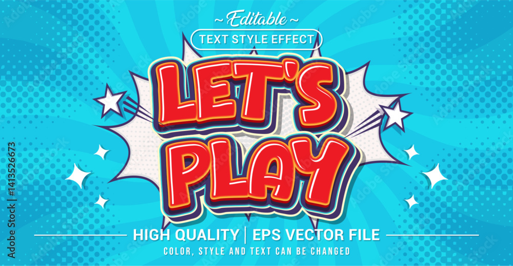 Poster Editable text style effect - Let's Play text style theme. Vector text style illustration template.