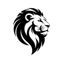 Lion head vector logo, Wild roaring lion king head tattoo set, Front and side view predator face, minimal lions heads icon black and white ink sketch silhouettes design, Eps, Ai, Svg format