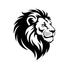 Lion head vector logo, Wild roaring lion king head tattoo set, Front and side view predator face, minimal lions heads icon black and white ink sketch silhouettes design, Eps, Ai, Svg format