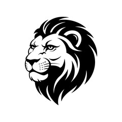 Lion head vector logo, Wild roaring lion king head tattoo set, Front and side view predator face, minimal lions heads icon black and white ink sketch silhouettes design, Eps, Ai, Svg format