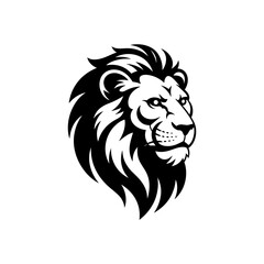Lion head vector logo, Wild roaring lion king head tattoo set, Front and side view predator face, minimal lions heads icon black and white ink sketch silhouettes design, Eps, Ai, Svg format