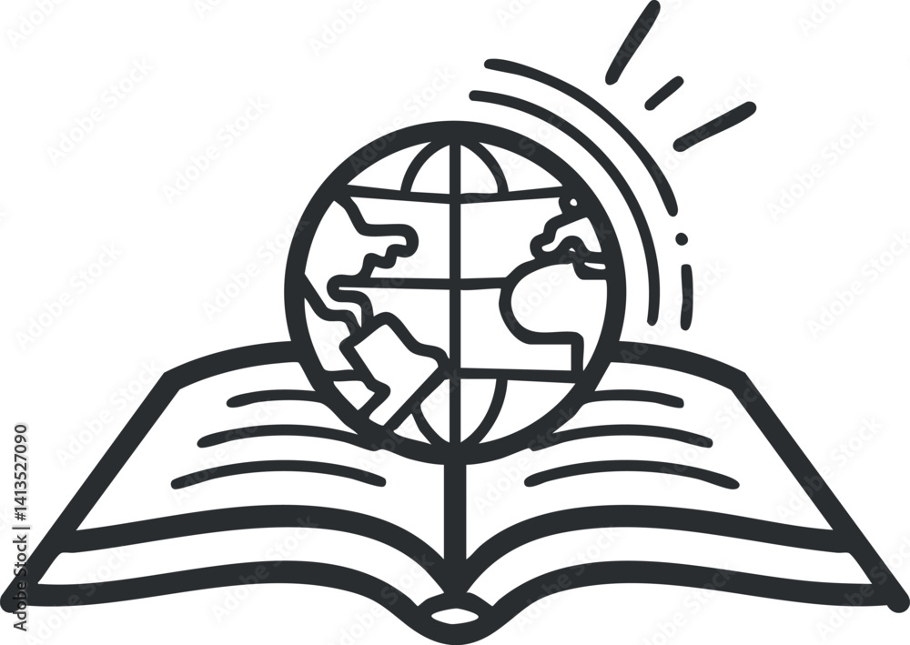 Aufkleber an open book with a globe symbolizing education learning and global knowledge exploration
