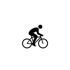 Fototapeta premium Silhouette of a cyclist riding a bicycle on a plain background 