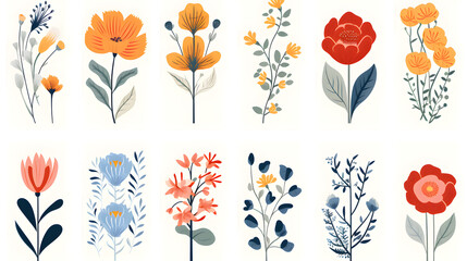 Elegant Flower Posters Set for Botanical Wall Arts with Trippy Designs