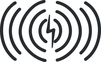 Abstract icon representing wireless signal transmission with dynamic wave patterns.