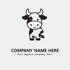 Cow illustration black and white for logo company vector image

