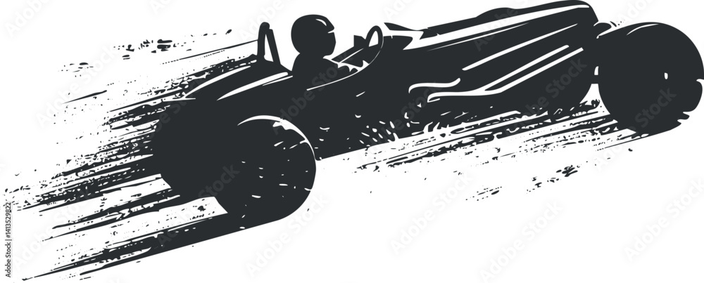 Aufkleber a dynamic silhouette of a racing car in motion with speed lines illustrating fast movement.