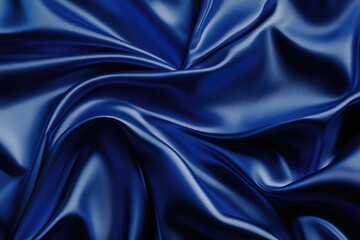 Obraz premium Draped royal blue satin fabric with elegant folds and luxurious texture.