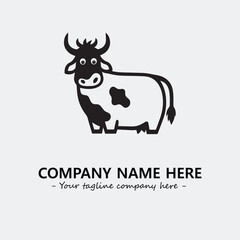 Cow illustration black and white for logo company vector image
