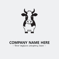 Cow illustration black and white for logo company vector image
