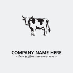 Cow illustration black and white for logo company vector image
