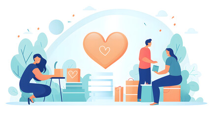 Professional Fundraising Line Art Flat Illustration for Charity Events Marketing Collaterals