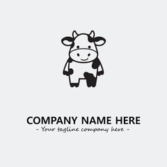 Cow illustration black and white for logo company vector image
