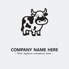 Cow illustration black and white for logo company vector image

