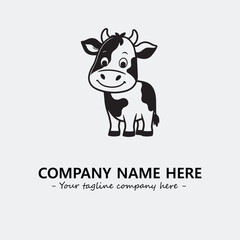 Cow illustration black and white for logo company vector image
