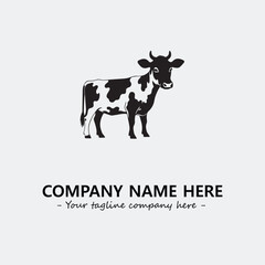 Cow illustration black and white for logo company vector image
