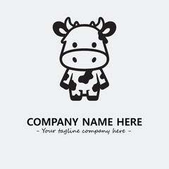 Cow illustration black and white for logo company vector image
