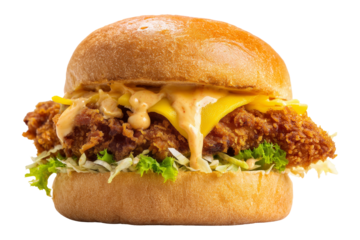 Close-up on crispy chicken sandwich