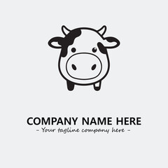 Cow illustration black and white for logo company vector image
