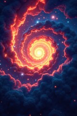 Fototapeta premium A luminous, swirling vortex fills the sky with vibrant, shimmering colors in a mesmerizing display of natural wonder, psychedelic scene, swirling colors