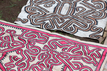 Papua New Guinea, Oro Province, Tufi Island, Baga Village. Traditional tapa cloth.