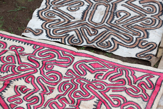 Papua New Guinea, Oro Province, Tufi Island, Baga Village. Traditional tapa cloth.